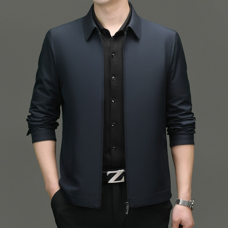 Vienkrāsaina jaka ar lietišķu atloku 