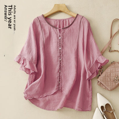 Māksliniecisks retro stila krekls ar puspiedurknēm 